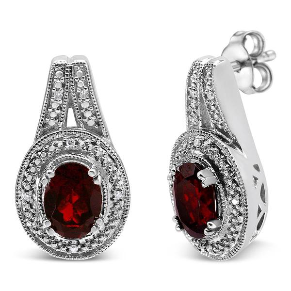 Haus of Brilliance Red Garnet & Diamond Accent Drop Earrings