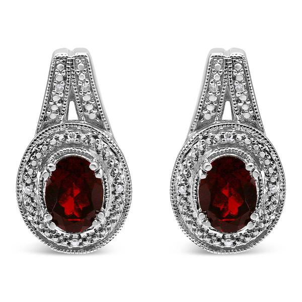 Haus of Brilliance Red Garnet & Diamond Accent Drop Earrings alternate view