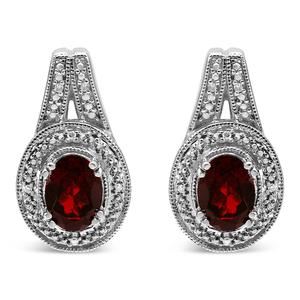Haus of Brilliance Red Garnet & Diamond Accent Drop Earrings alternate view