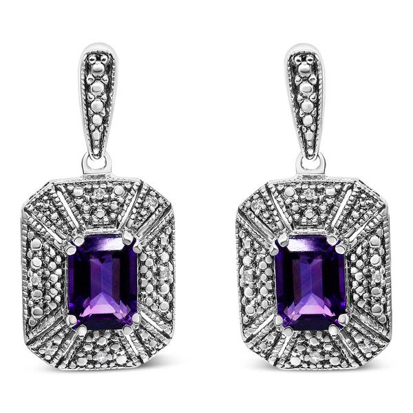 Haus of Brilliance Purple Amethyst & Diamond Accent Drop Earrings alternate view
