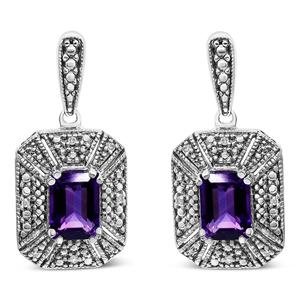 Haus of Brilliance Purple Amethyst & Diamond Accent Drop Earrings alternate view