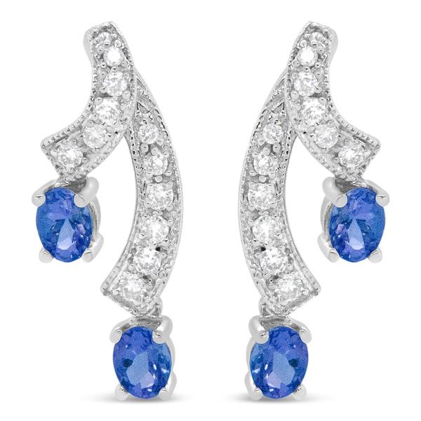 Haus of Brilliance 14kt. White Gold Blue Tanzanite Drop Earrings alternate view