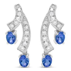Haus of Brilliance 14kt. White Gold Blue Tanzanite Drop Earrings alternate view