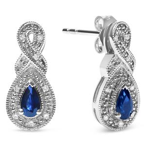 Haus of Brilliance Blue Sapphire & Diamond Accent Drop Earrings alternate view