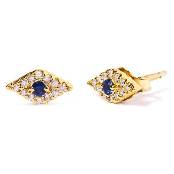 Haus of Brilliance 10kt. Gold Sapphire & Diamond Stud Earrings