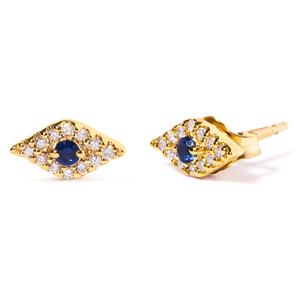 Haus of Brilliance 10kt. Gold Sapphire & Diamond Stud Earrings