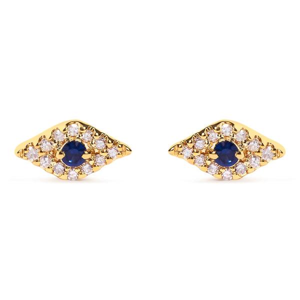 Haus of Brilliance 10kt. Gold Sapphire & Diamond Stud Earrings alternate view