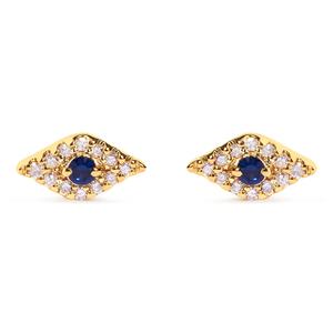 Haus of Brilliance 10kt. Gold Sapphire & Diamond Stud Earrings alternate view