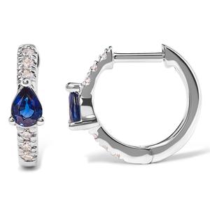 Haus of Brilliance 10kt. White Gold Blue Sapphire Hoop Earrings alternate view