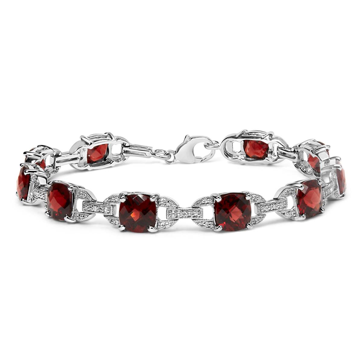 Haus Of Brilliance Red Garnet & Diamond Accent Tennis Bracelet