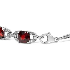Haus of Brilliance Red Garnet & Diamond Accent Tennis Bracelet alternate view