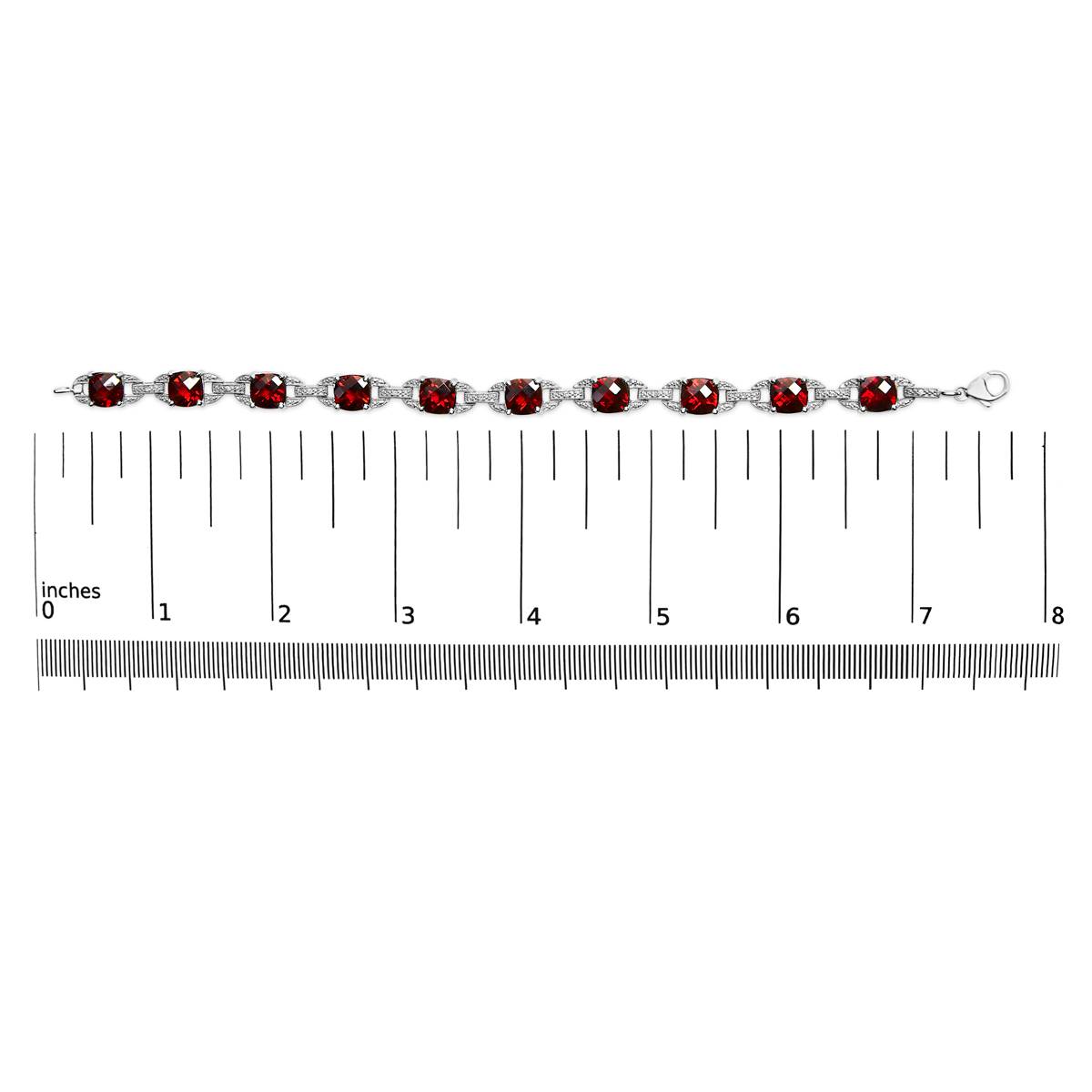 Haus Of Brilliance Red Garnet & Diamond Accent Tennis Bracelet