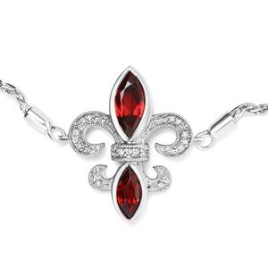 Haus of Brilliance Red Garnet & Diamond Accent Bolo Bracelet alternate view