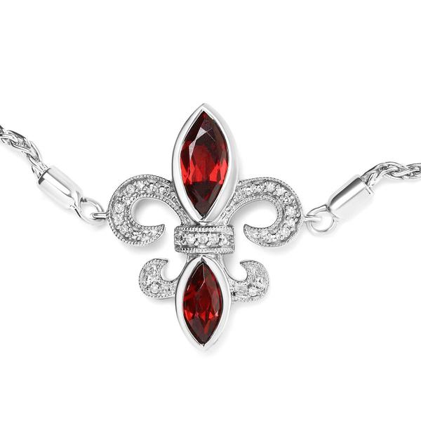 Haus of Brilliance Red Garnet & Diamond Accent Bolo Bracelet alternate view