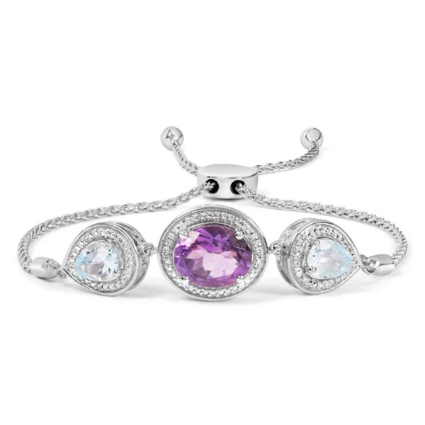 Haus of Brilliance Purple Amethyst & Blue Topaz Bolo Bracelet alternate view