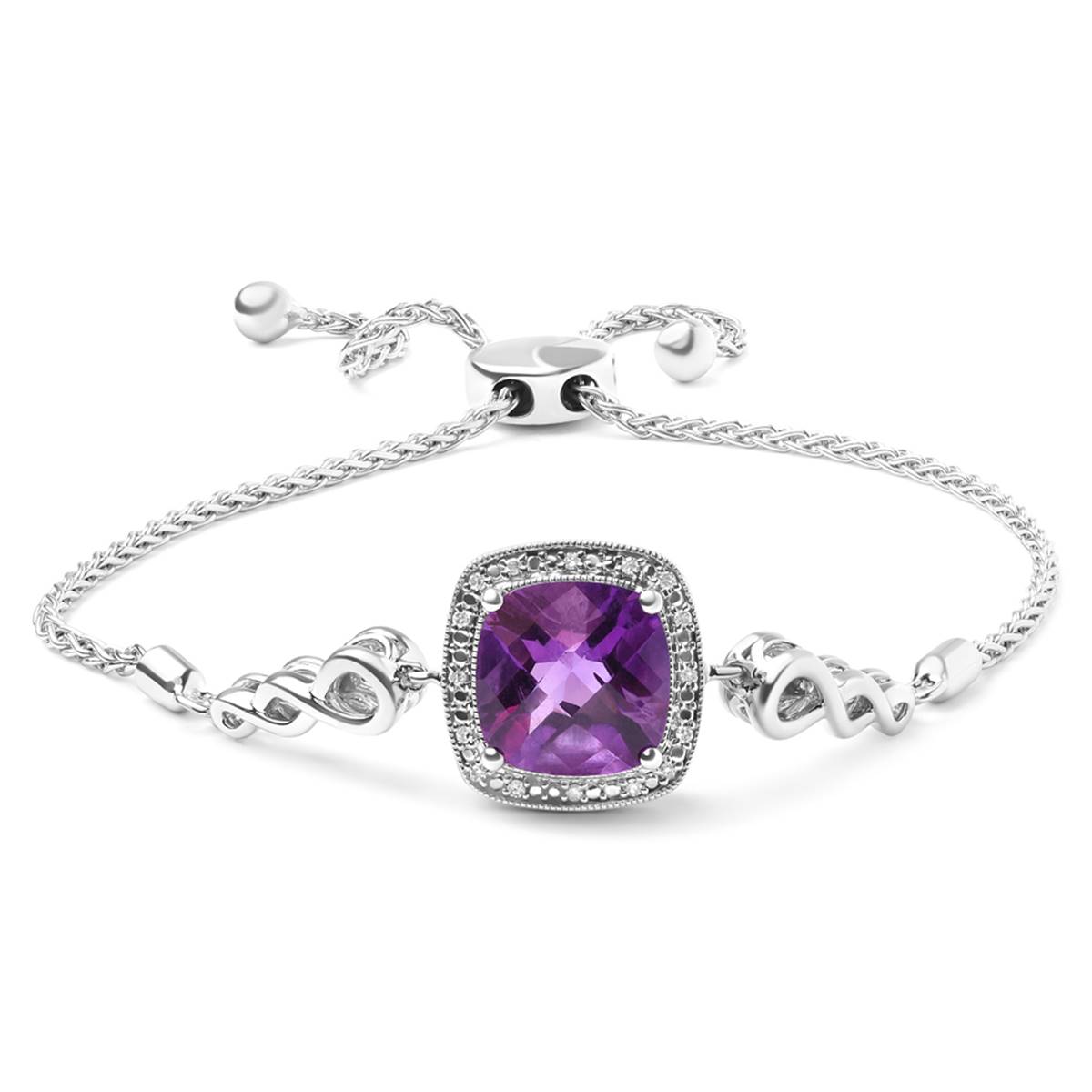 Haus Of Brilliance Purple Amethyst & Diamond Accent Bolo Bracelet