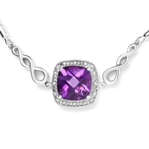 Haus of Brilliance Purple Amethyst & Diamond Accent Bolo Bracelet alternate view