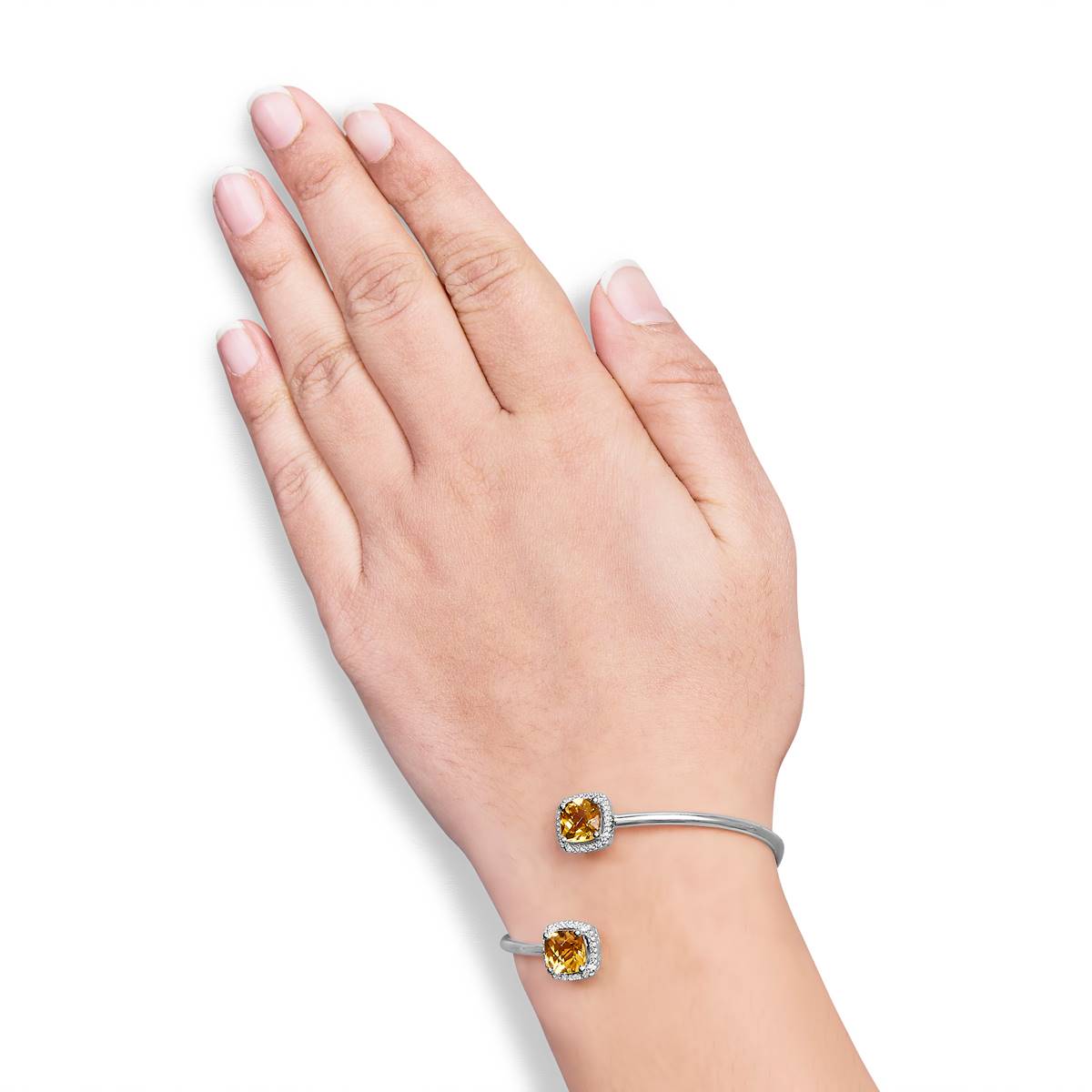 Haus Of Brilliance Sterling Silver Yellow Citrine Bangle Bracelet