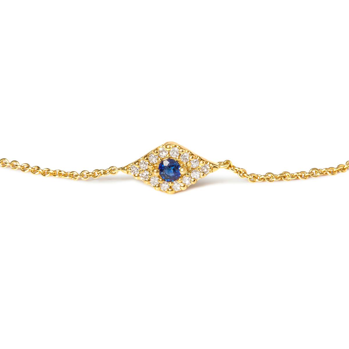 Haus Of Brilliance 10kt. Yellow Gold Blue Sapphire Link Bracelet