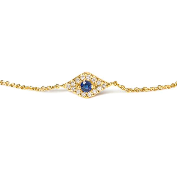 Haus of Brilliance 10kt. Yellow Gold Blue Sapphire Link Bracelet alternate view