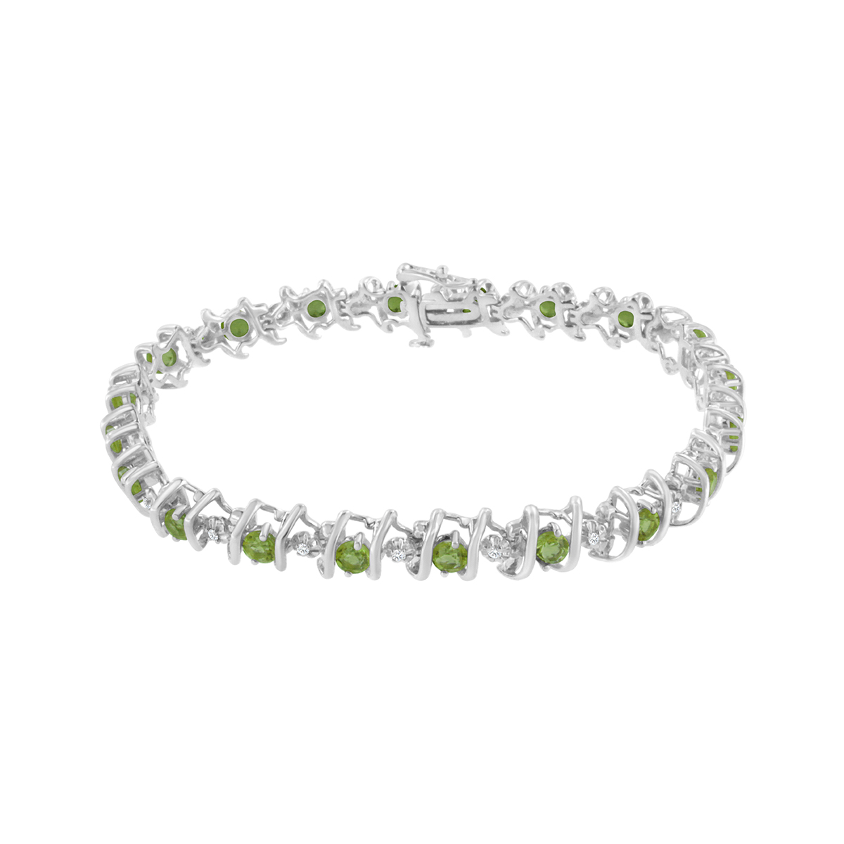 Gemstones Classics(tm) Green Peridot & Diamond S-Link Bracelet