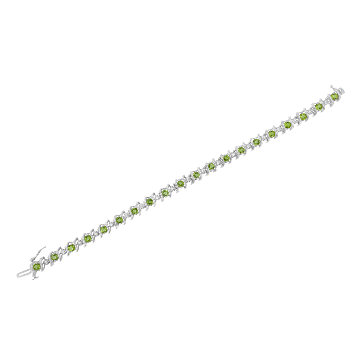 Gemstones Classics(tm) Green Peridot & Diamond S-Link Bracelet