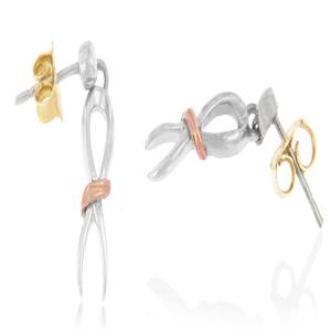 Haus of Brilliance Two-Tone Sterling Silver Ribbon Earrings alternate view