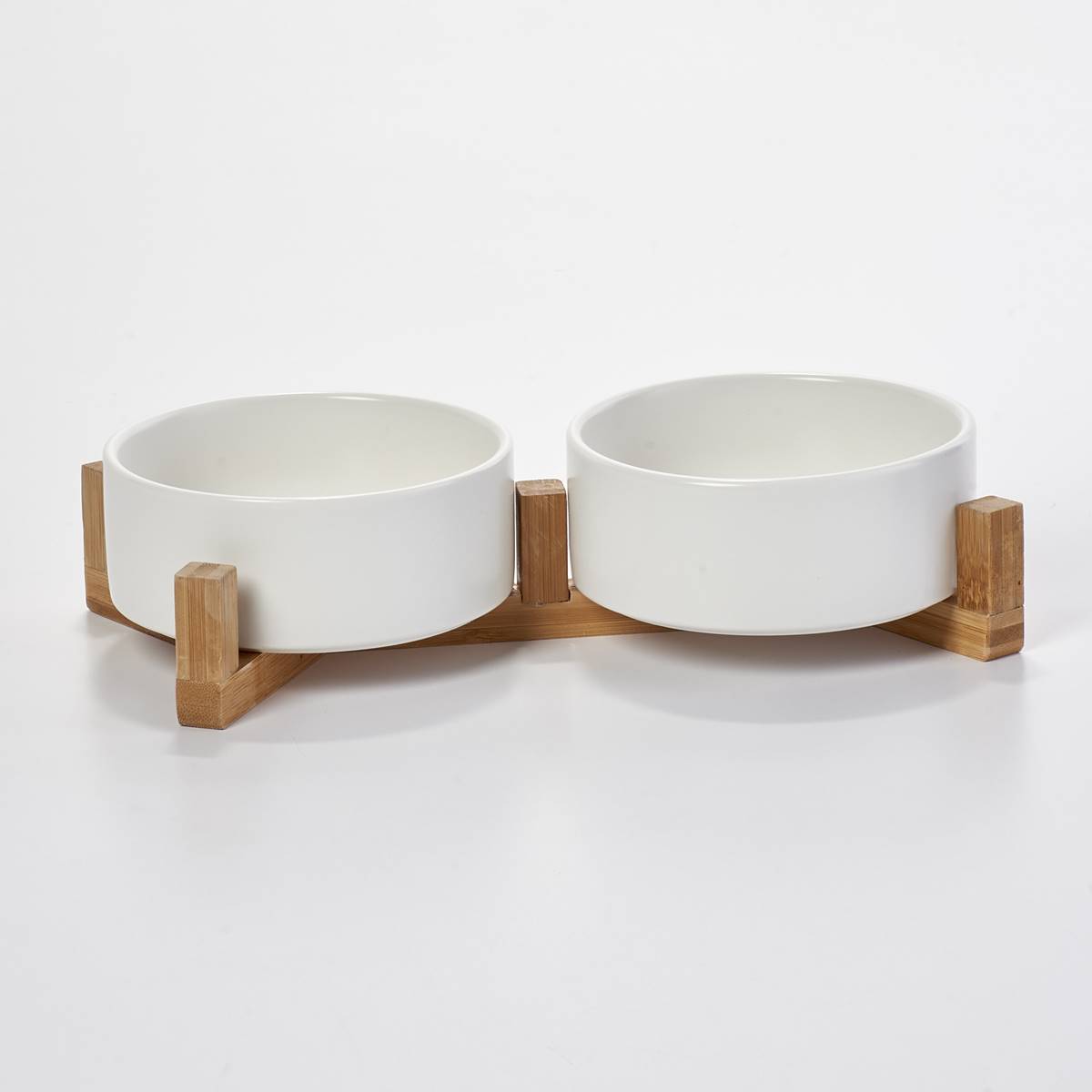 Northpaw 2pk. Ceramic Bowl Set W/ Bamboo Stand