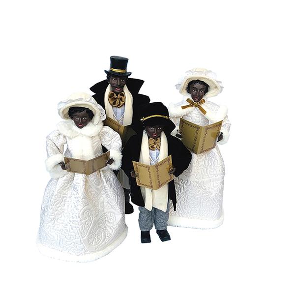 Santa's Workshop Black Carolers in White - Set of 4