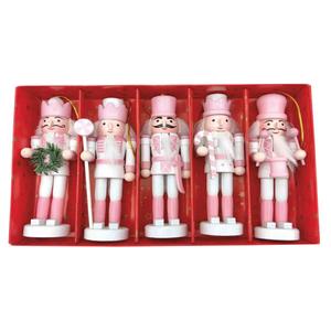 Santa's Workshop 5pc. Pink & White Nutcracker Ornament Set