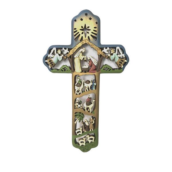 Santa's Workshop Nativity Cross