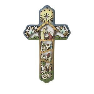 Santa's Workshop Nativity Cross