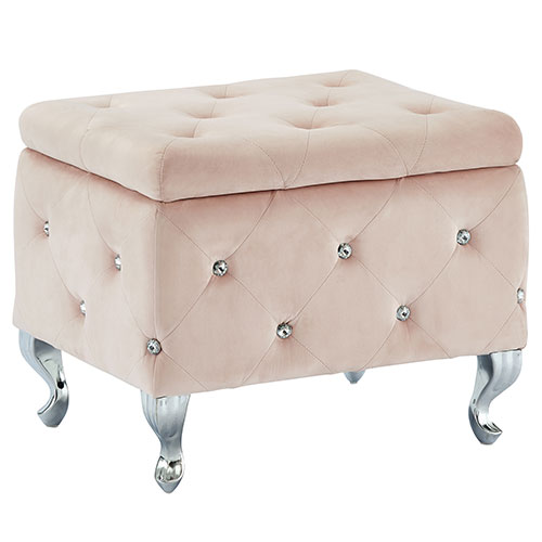 Worldwide Homefurnishings Velvet Storage Bench With Crystals