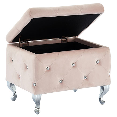 Worldwide Homefurnishings Velvet Storage Bench With Crystals