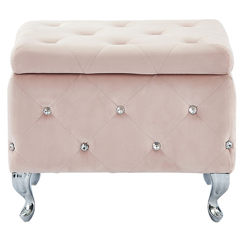 Worldwide Homefurnishings Velvet Storage Bench With Crystals