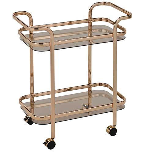 Worldwide Homefurnishings 2 Tier Chrome & Glass Bar Cart