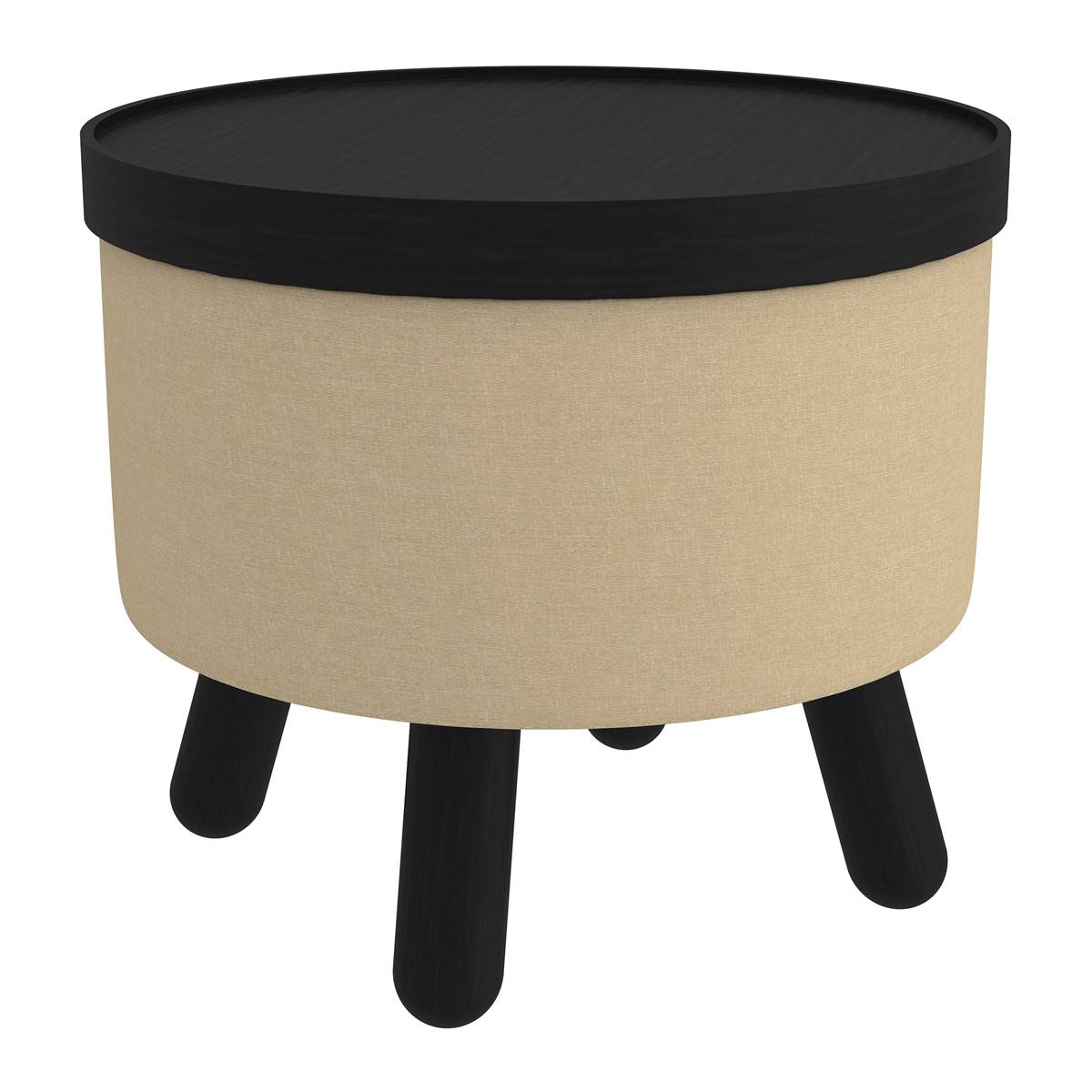 Nspire Mid-Century Modern Fabric Round Storage Ottoman w/ Tray