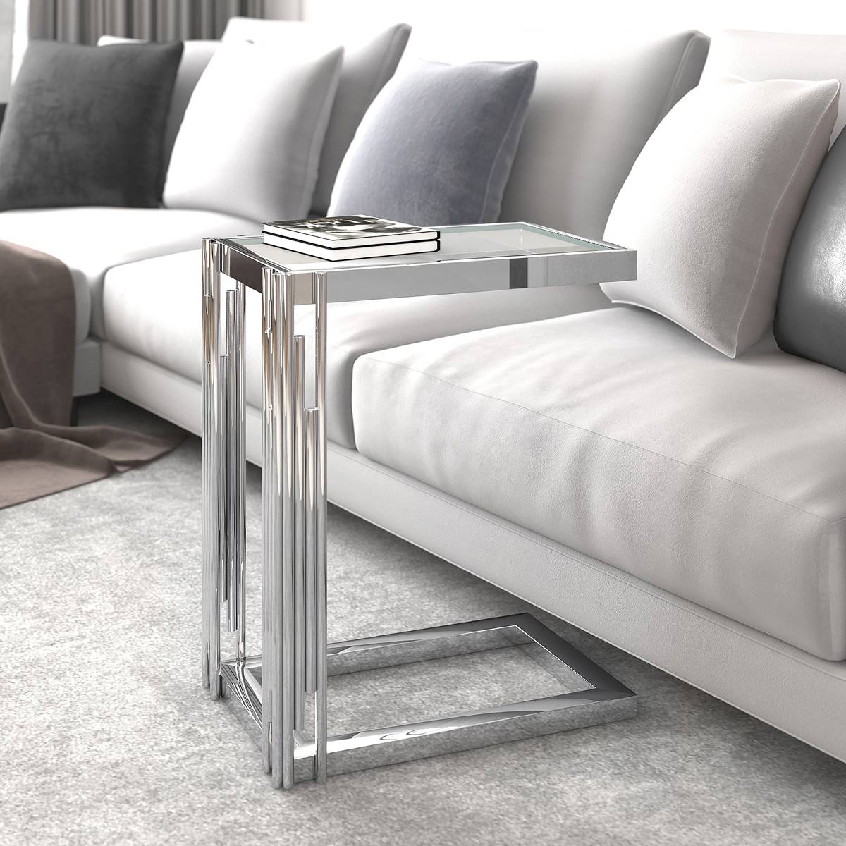 Nspire Contemporary C-Style Glass Accent Table