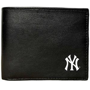 MLB New York Yankees White Logo Sheep Leather Wallet W/ Tin