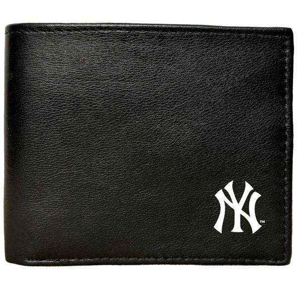 MLB New York Yankees White Logo Sheep Leather Wallet W/ Tin