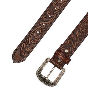 Mens Montauk Leather Club Paisley Tooled Western Belt alternate view