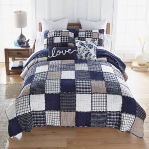 Donna Sharp Your Lifestyle Checkerboard Indigo 3pc. Quilt Set