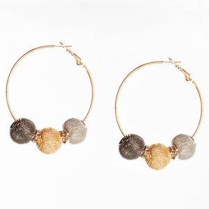 Ashley Cooper(tm) Tri-Tone Mix Metal Beaded Hoop Earrings