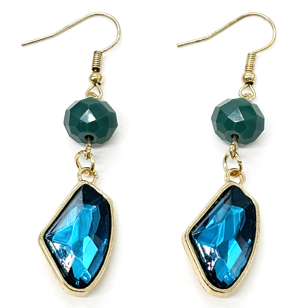 Ashley Cooper(tm) Dark Turquoise Double Beaded Drop Earrings