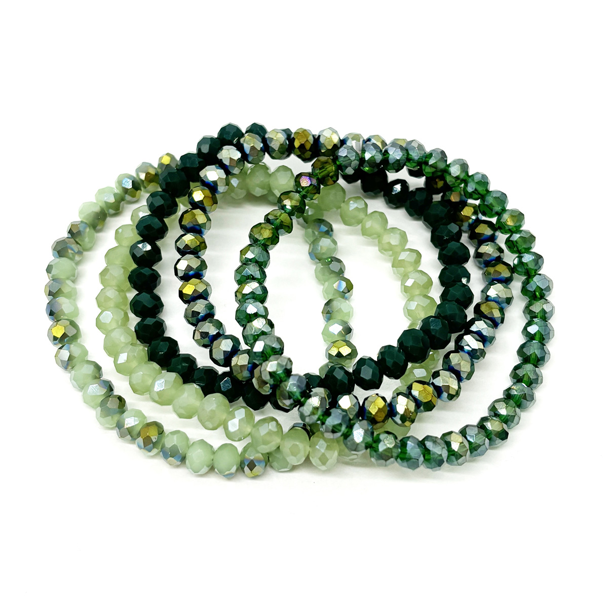 Ashley Cooper(tm) Green 5-Strand Beaded Bracelet Set