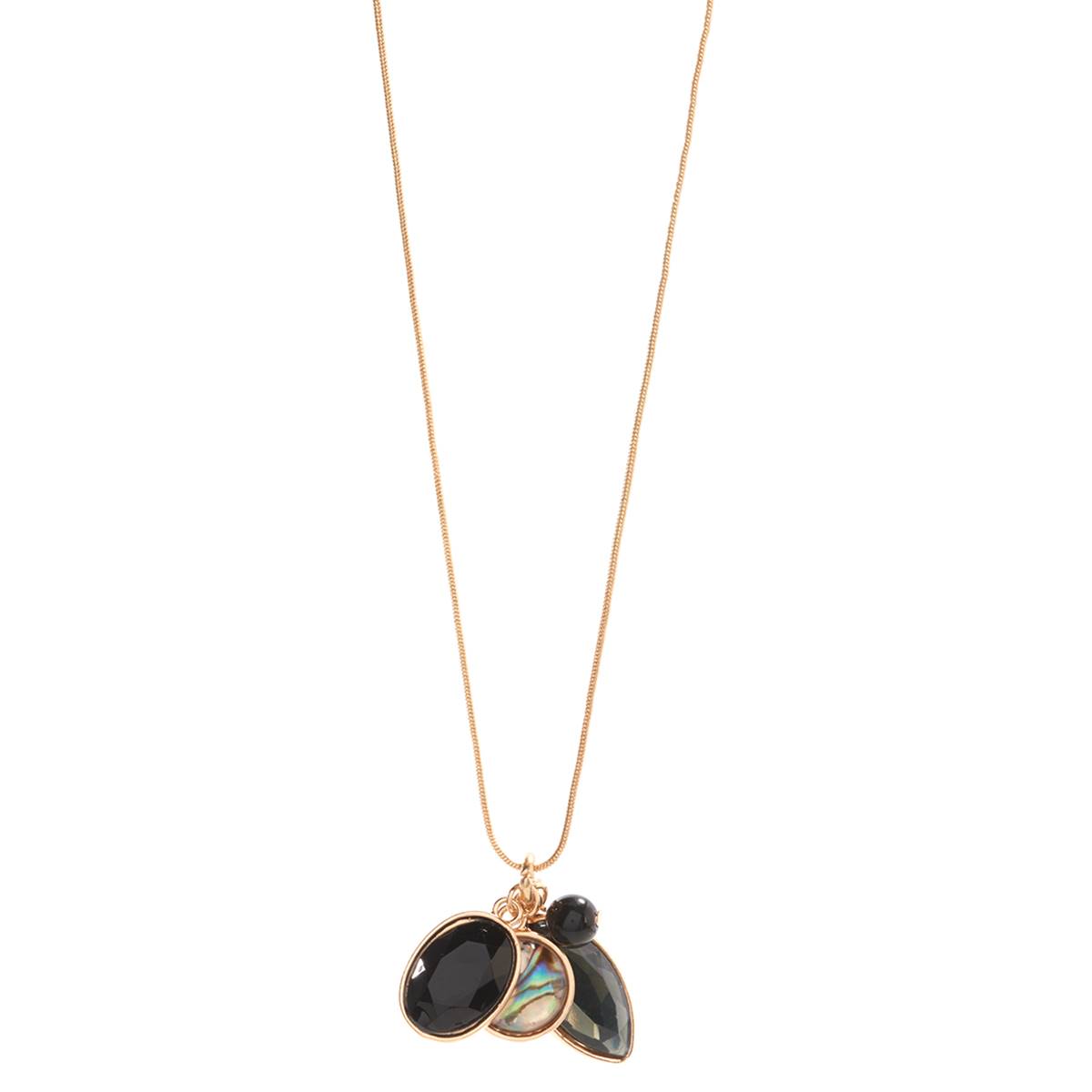 Ashley Cooper(tm) Black & Gold-Tone Gem Cluster Pendant Necklace