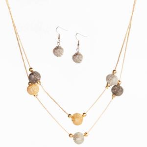 Ashley Cooper(tm) Tri-Tone Layered Necklace & Earring Set