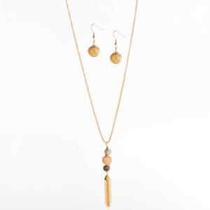 Ashley Cooper(tm) Tri-Tone Tassel Necklace & Earring Set