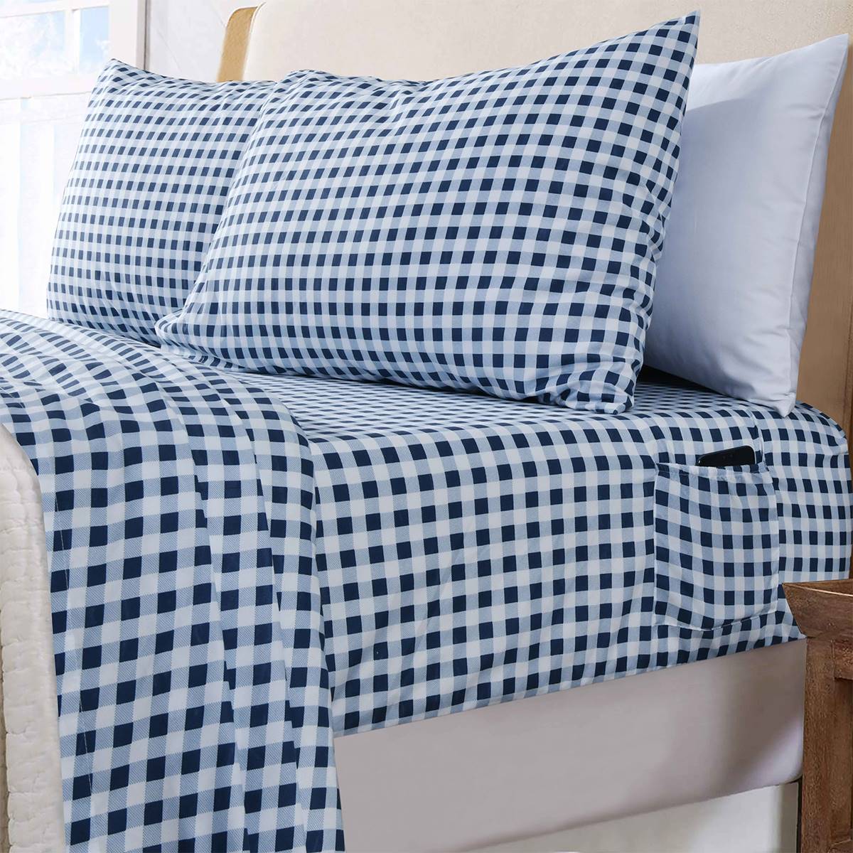 Pieridae Microfiber Gingham Checkered Sheet Set