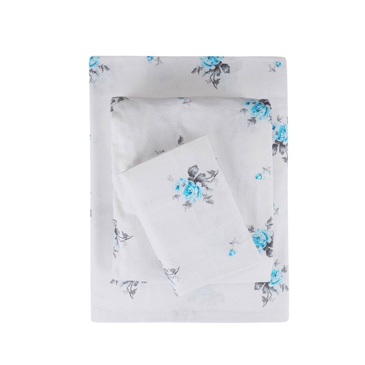 EnvioHome Durable Cotton Winter Flannel Blue Floral Sheet Set